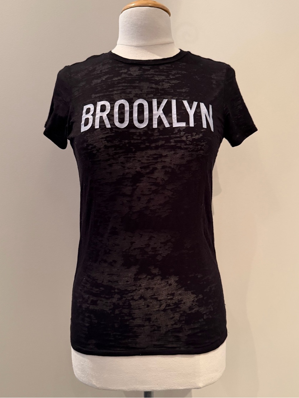 Brooklyn Industries Semi-Sheer Burnout Black Tee with White Logo